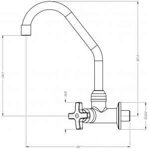 Torneira Cozinha Parede Bica Móvel 1168 Alfa C34 Cromado Esteves VTP200CWG