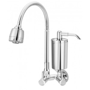 Torneira Cozinha Parede Com Filtro e Ducha ¼ Volta Bica Articulada  Clean C62 Cromado Esteves VTF900CWB