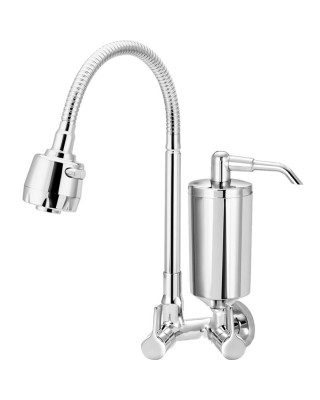 Torneira Cozinha Parede Com Filtro e Ducha ¼ Volta Bica Articulada  Clean C62 Cromado Esteves VTF900CWB