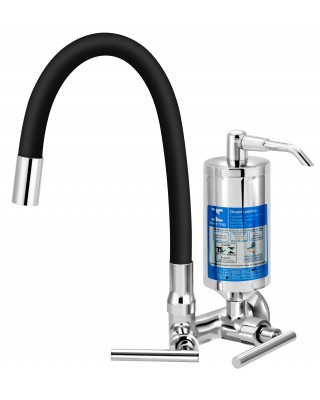 Torneira Cozinha Parede Com Filtro ABS ¼ Volta Bica Articulável Preta Omega C61 Cromado Esteves VTF262CWB