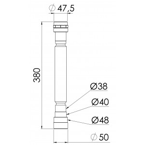 Tubo Extensível 7/8-1.1/41.1/2X40/50Mm Porca Metal Cromado Esteves VLP400WWG