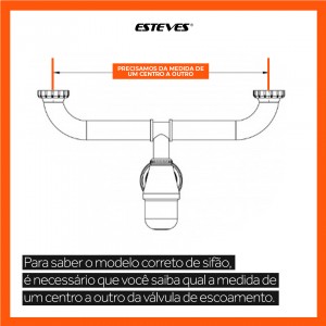 Sifão Cozinha Duplo Regulável com Entrada Lateral Maq Lavar 1.1/2X2 Cromado Esteves VSM029SWC - com luva adaptável para 2"