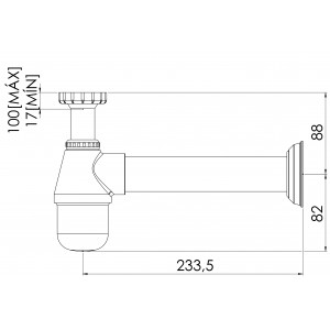 Sifão Cozinha Regulável 1.1/2X1.1/2 Tubo Saída 30cm Cromado Esteves VSM081CWG