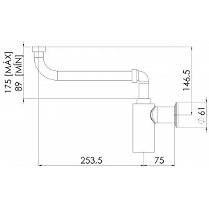 Sifão Lavatório Compacto Articulado 1X1.1/2 Cromado Esteves VSM700CWC