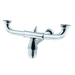 Sifão Cozinha Duplo Regulável com Entrada Lateral Maq Lavar 1.1/2X2 Cromado Esteves VSM029SWC - com luva adaptável para 2"